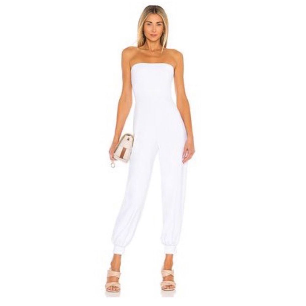 NEW IN BAG. Susana Monaco Strapless Cuffed Ankle Jumpsuit in Sugar. Xtra Small.